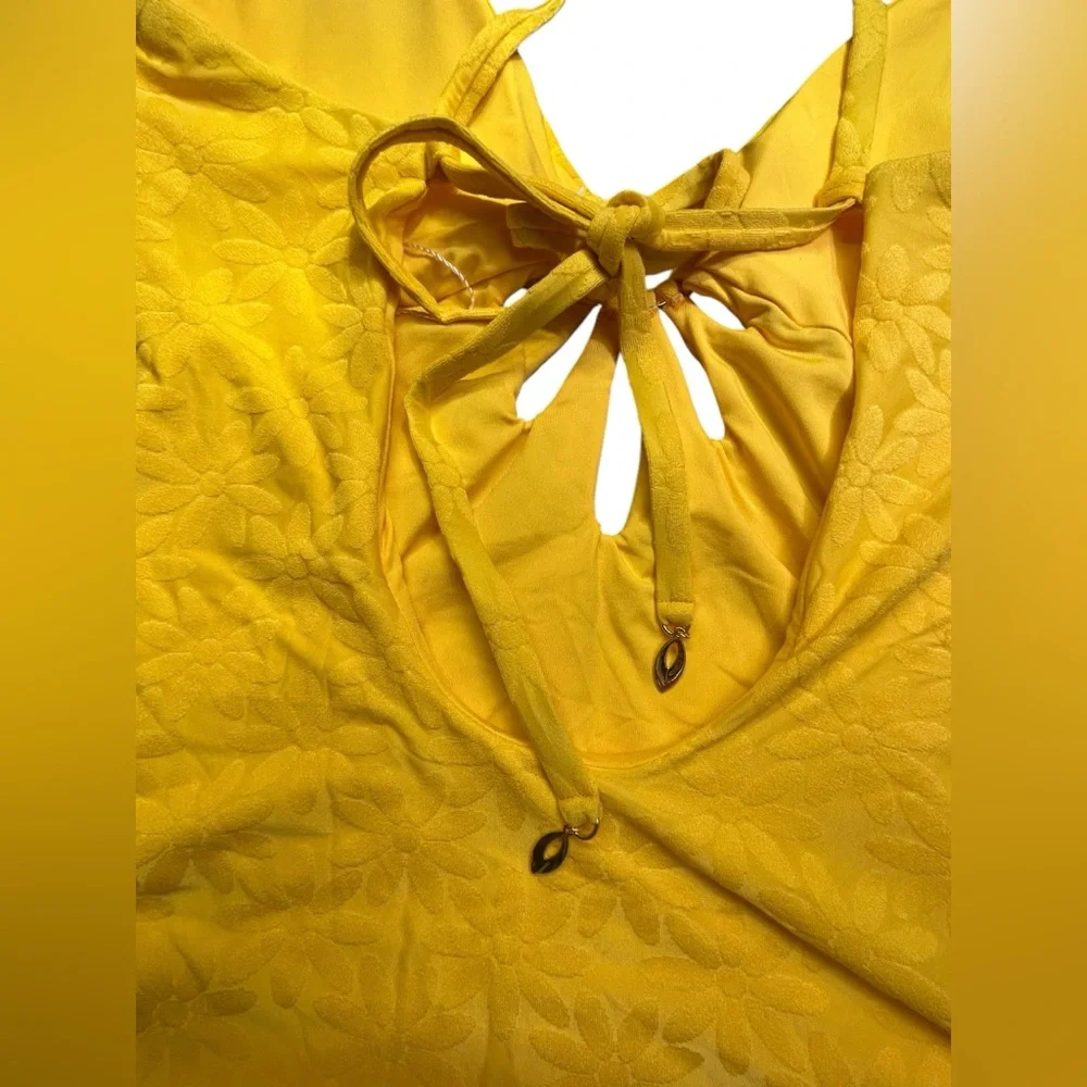 TRINA TURK yellow Joplin Jacquard Cutout Plunge One-Piece Swimsuit Size 12 NWT - Picture 11 of 11